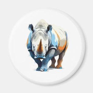 Rhinoceros Vector Art mit lebhaften Farben Magnet