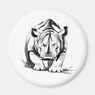Rhinoceros Vector Grafische Kunst Portrait Magnet