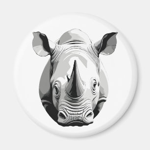 Rhinoceros Vector Grafische Kunst Portrait Magnet