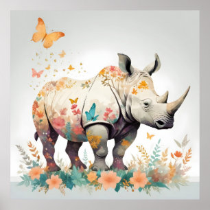 Rhinoceros Vintage Dekoration des Tierwaldes