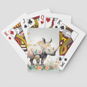 Rhinoceros Vintage Dekoration des Tierwaldes Spielkarten