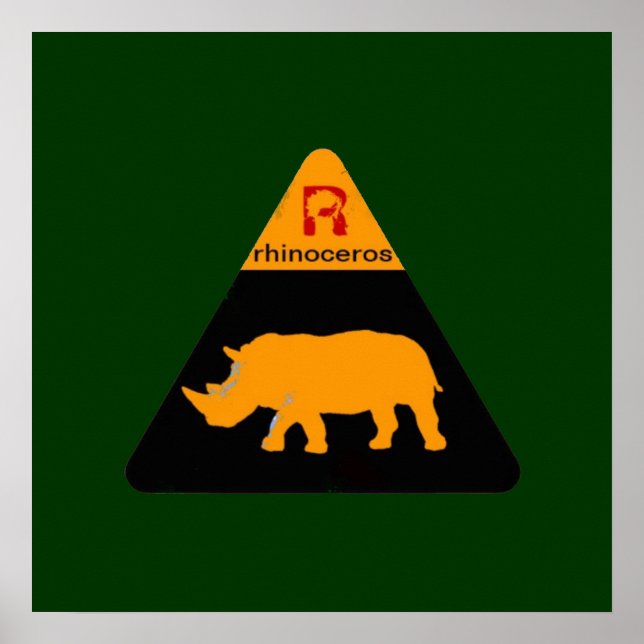 Rhinoceros-Zeichendrucke Poster (Vorne)