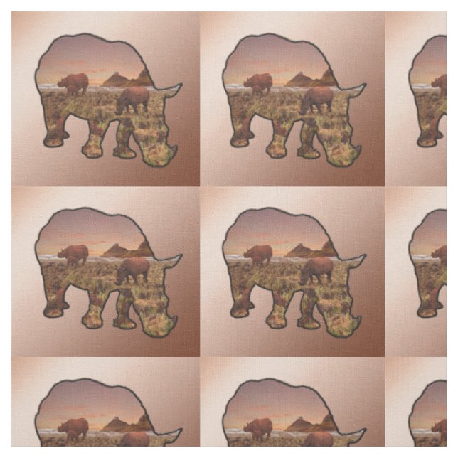 Rhinos im Tal, Stoff (Muster)