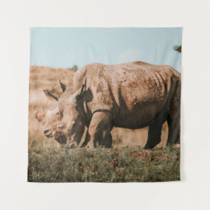 RHINO'S IN AFRIKA GRAZIEREN WANDTEPPICH