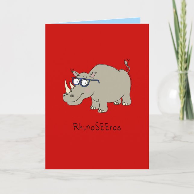 RhinoSEEros - Rhino mit Glasses Grußkarte Karte (Vorderseite)