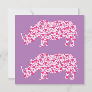 Rhinozeros aus rosa Herzen der Liebe Einladung