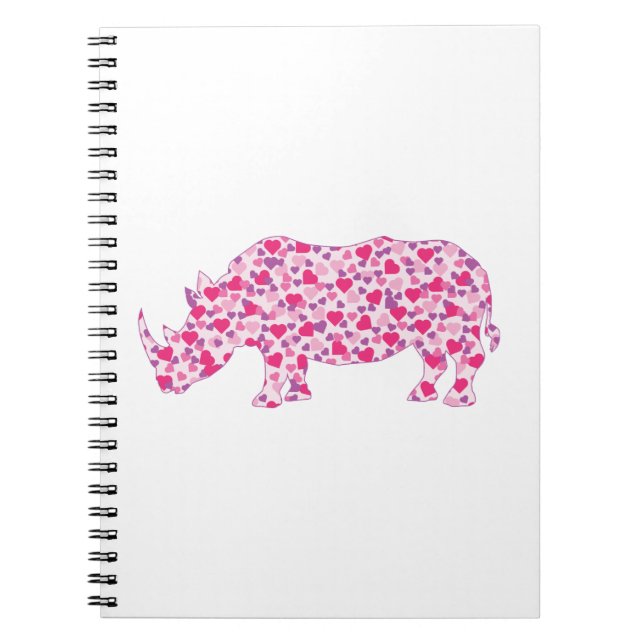 Rhinozeros aus rosa Herzen Notizblock (Vorderseite)