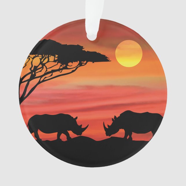 Rhinozeros in den afrikanischen Serengeti Ornament (Vorderseite)