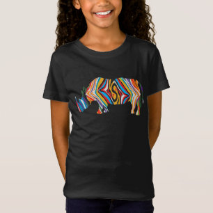 Rhinozeros in einem psychedelischen Zebra-Muster T-Shirt