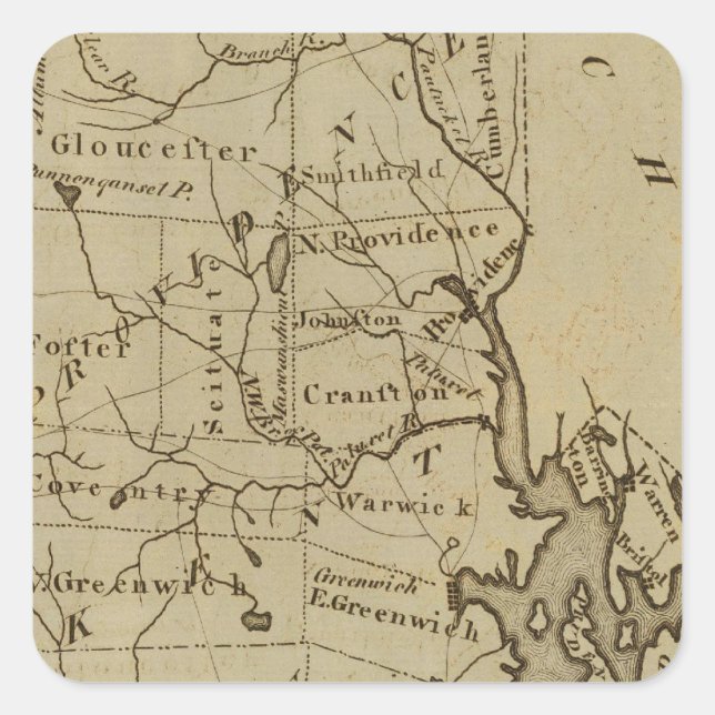 Rhode Island 4 Quadratischer Aufkleber (Vorderseite)