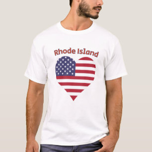 Rhode Island American Flag Herz T-Shirt