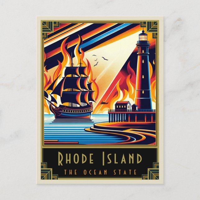 Rhode Island | Art Deco Postkarte (Vorderseite)
