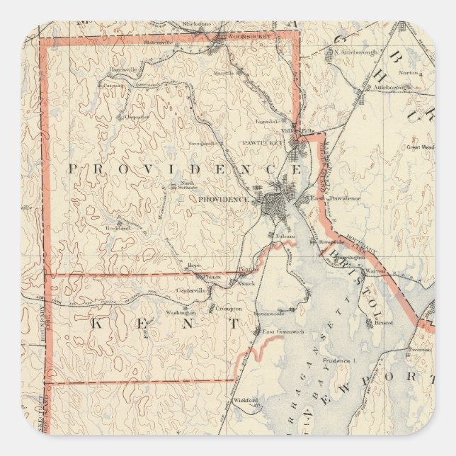 Rhode Island Atlas 2 Quadratischer Aufkleber (Vorderseite)