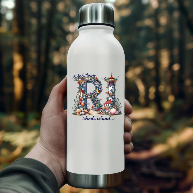 Rhode Island Aufkleber | Tide & Town Coastal Desig (Rhode Island Sticker | Tide & Town Coastal Design by PiggyPrint Stickers.)