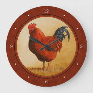 Rhode Island Chicken Red Große Wanduhr