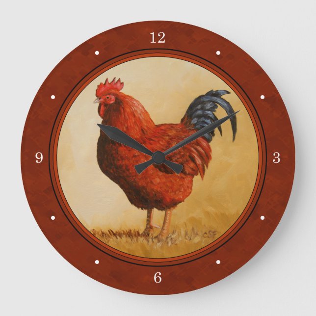 Rhode Island Chicken Red Große Wanduhr (Vorderseite)