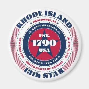 Rhode Island Circle Typografy Souvenir Magnet