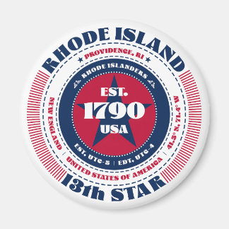 Rhode Island Circle Typografy Souvenir Magnet
