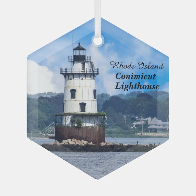Rhode Island Conimicut Lighthouse Ornament Aus Glas (Vorderseite)