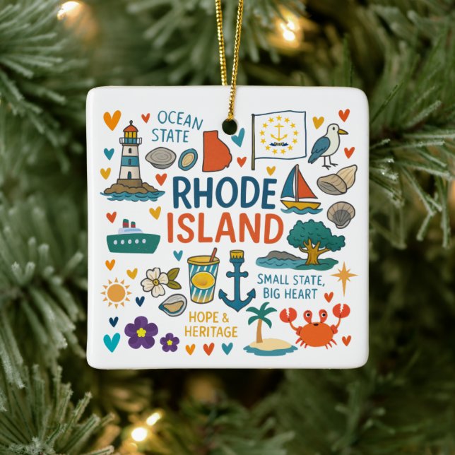 Rhode Island Custom Family Trip Christmas Keramikornament (Baum)