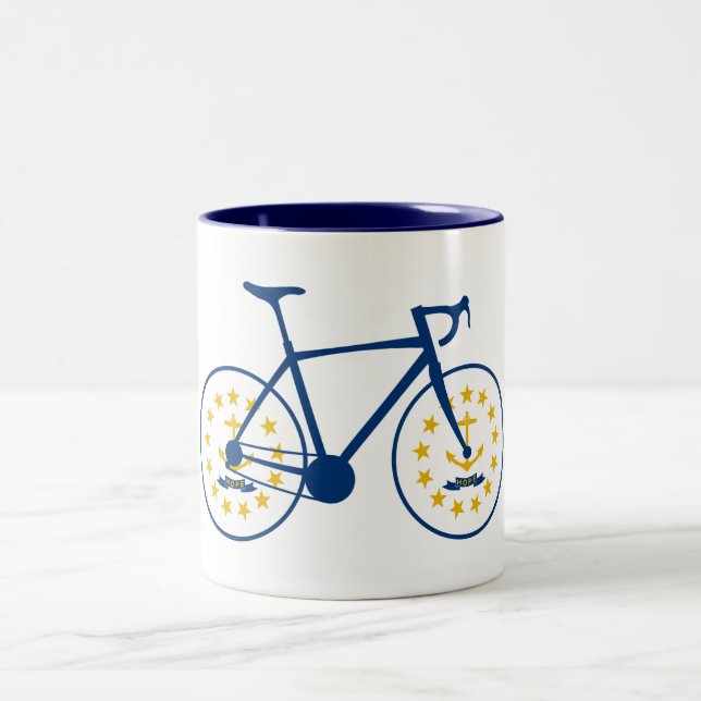 Rhode Island Flag Cycling Zweifarbige Tasse (Mittel)