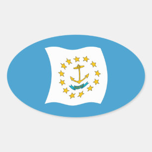 Rhode Island-Flaggenaufkleber Ovaler Aufkleber