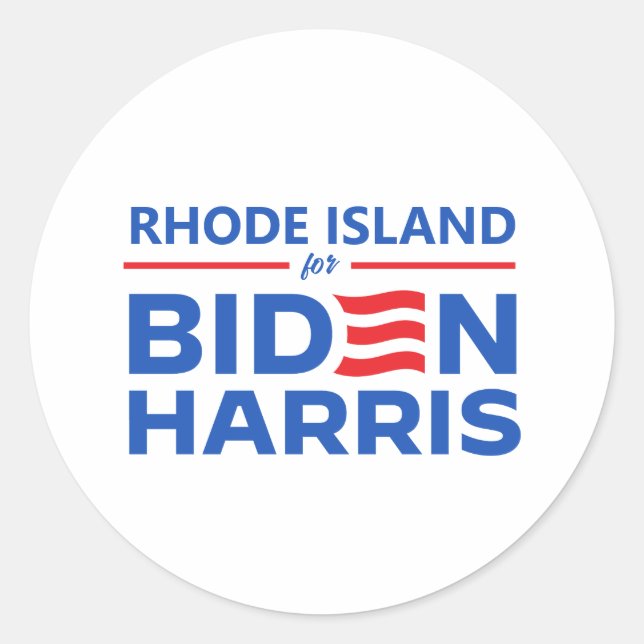 Rhode Island für Biden Harris Runder Aufkleber (Vorderseite)