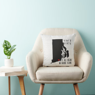 Rhode Island GPS-Koordinaten mit Herz Kissen