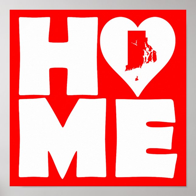 Rhode Island Home Heart State Poster Sign (Vorne)