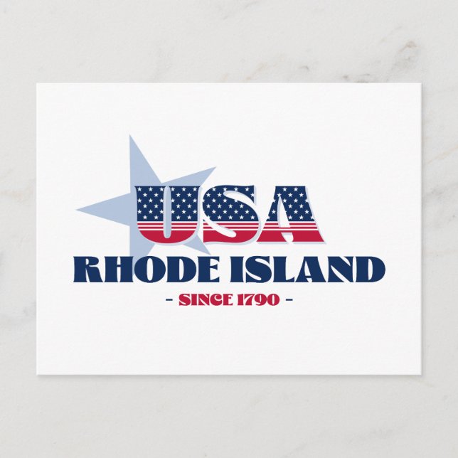 Rhode Island in Rot, Weiß und Blau Postkarte (Vorderseite)