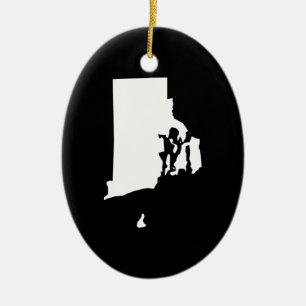 Rhode Island in Weiß und Schwarz Keramik Ornament