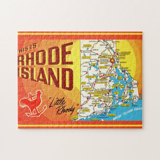 Rhode Island Karte 11 x 14 Puzzle (Horizontal)