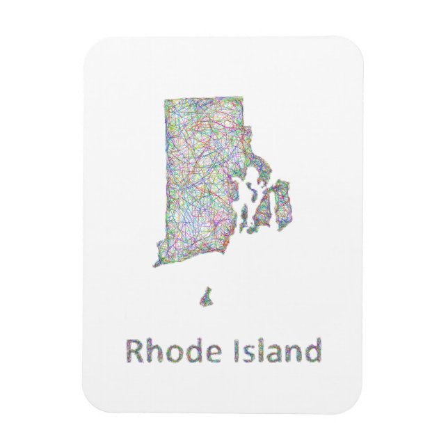 Rhode Island Karte Magnet (Vertikal)
