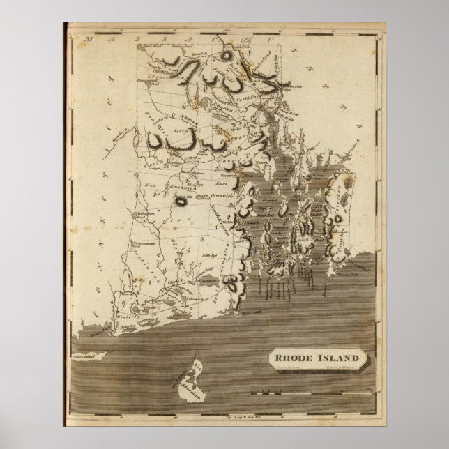 Rhode Island Karte von Arrowsmith Poster (Vorne)