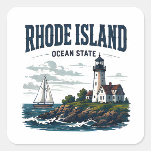 Rhode Island Küsten-Leuchtturm-Reise Quadratischer Aufkleber