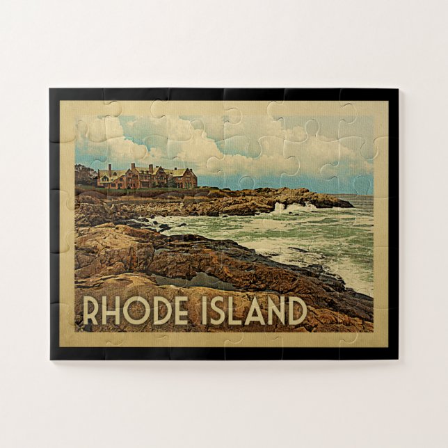 Rhode Island Küsten-Vintage Reise Puzzle (Horizontal)