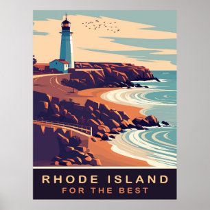Rhode Island, Leuchtturm an der Küste, Reisen Poster