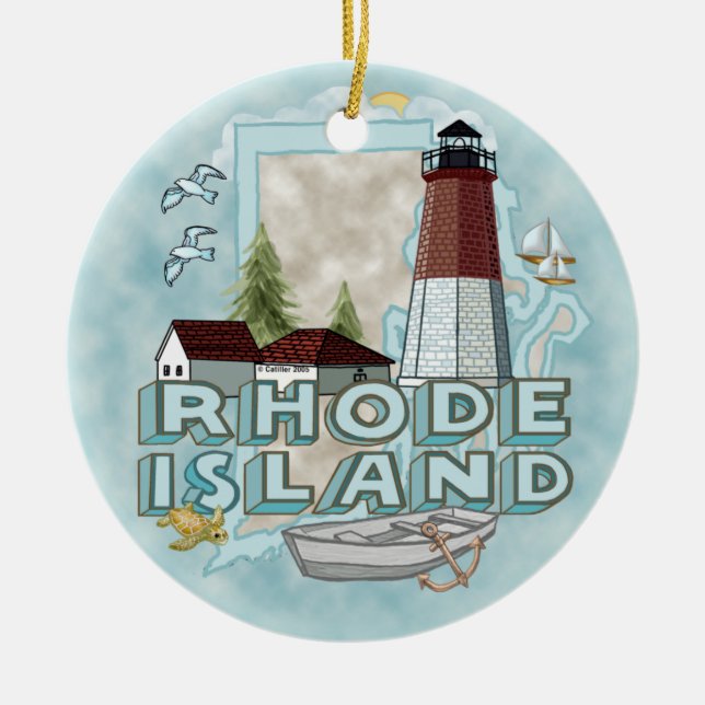 Rhode Island Lighthouse Keramik Keramik Ornament (Vorne)