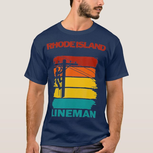 Rhode Island Lineman Sunset Electrical T-Shirt (Vorderseite)
