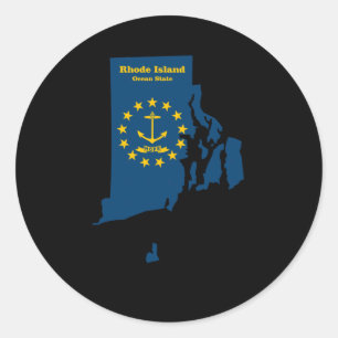 Rhode Island Map Flaggenaufkleber Runder Aufkleber