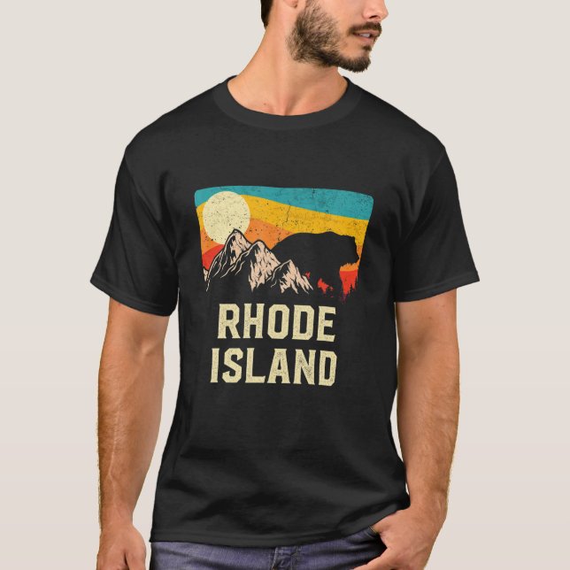 Rhode Island Natur Wilder Bär Retro T-Shirt (Vorderseite)
