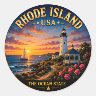 Rhode Island Newport-Ansichten von Herrenhäusern � Runder Aufkleber