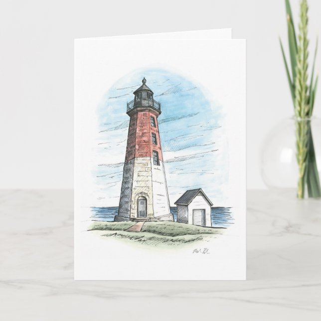 Rhode Island Notecard mit Point Judith Light Karte (Vorderseite)