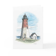 Rhode Island Notecard mit Point Judith Light
