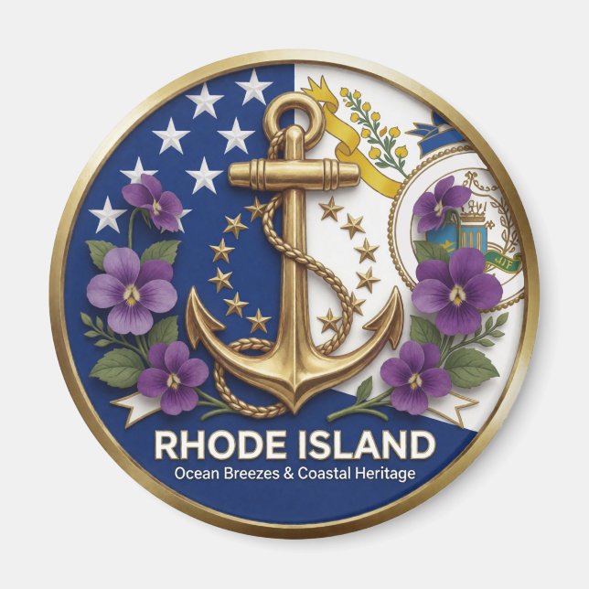 Rhode Island Ocean State Erbe ⚓ Magnet (Vorne)