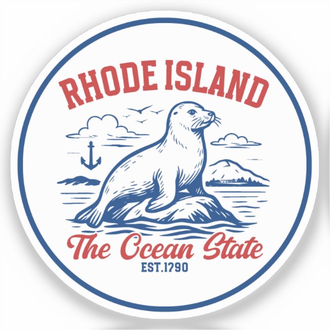 Rhode Island Ocean State Seal Design Aufkleber (Vorderseite)