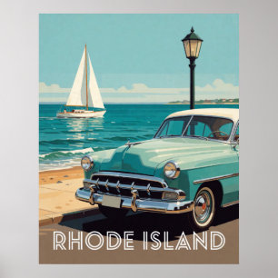 🌊 Rhode Island Oldtimer an der Küste Poster