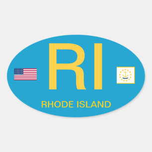 Rhode Island* Oval Autoaufkleber im Euro-Stil Ovaler Aufkleber