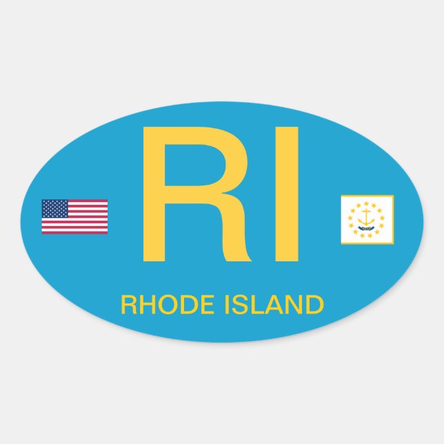 Rhode Island* Oval Autoaufkleber im Euro-Stil Ovaler Aufkleber (Vorderseite)