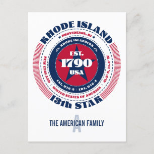 Rhode Island, Providence, RI, Patriotic, Monogram Postkarte